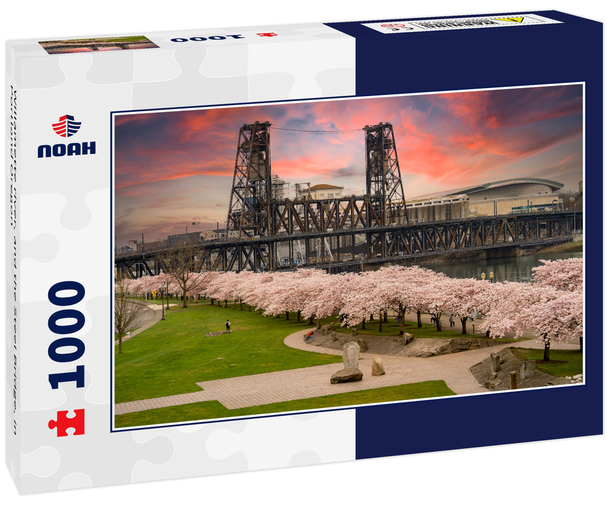 Willamette river, and the Steel Bridge, in Portland Oregon