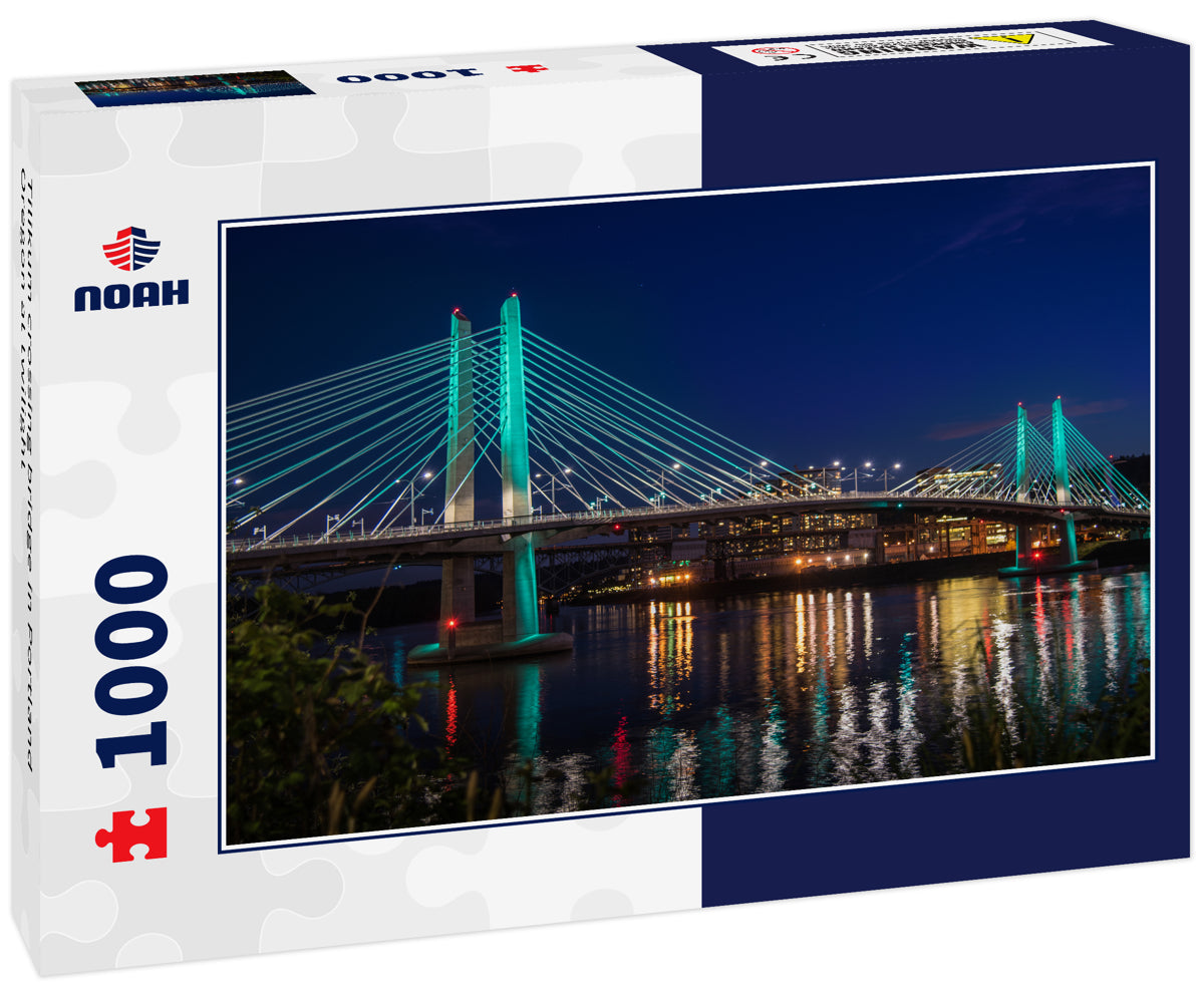 Tilikum crossing bridge in Portland Oregon at twilight
