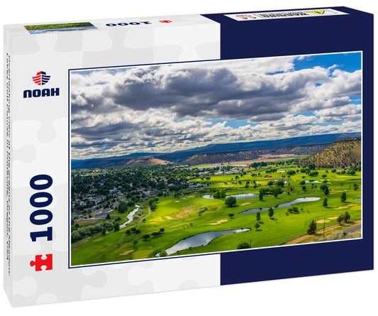 Overlooking view at the greens of the Meadow Lakes Golf Course in Prineville, Oregon, USA