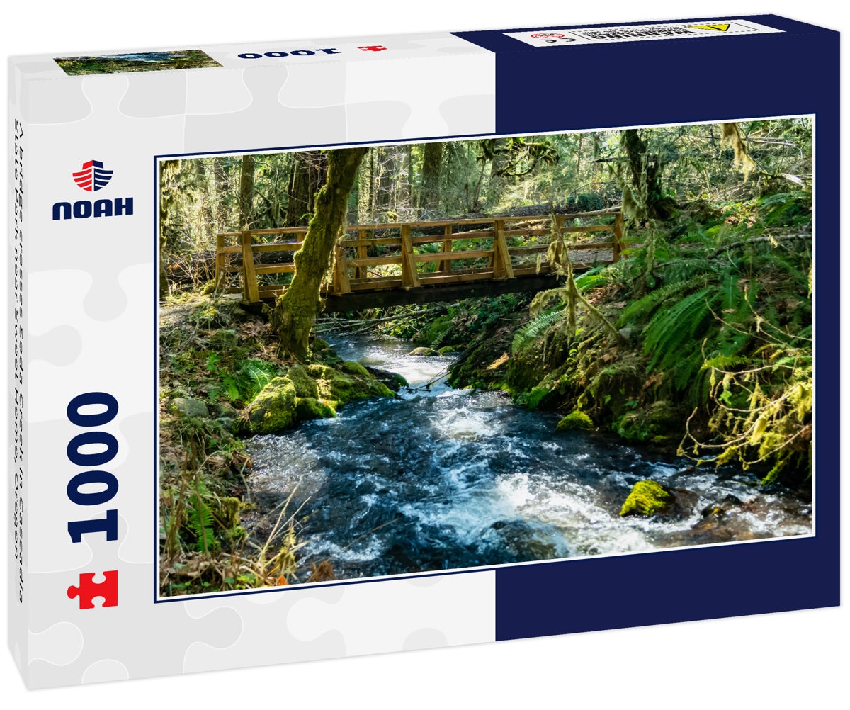 A bridge crosses Soda Creek in Cascadia State Park near Sweet Home, Oregon