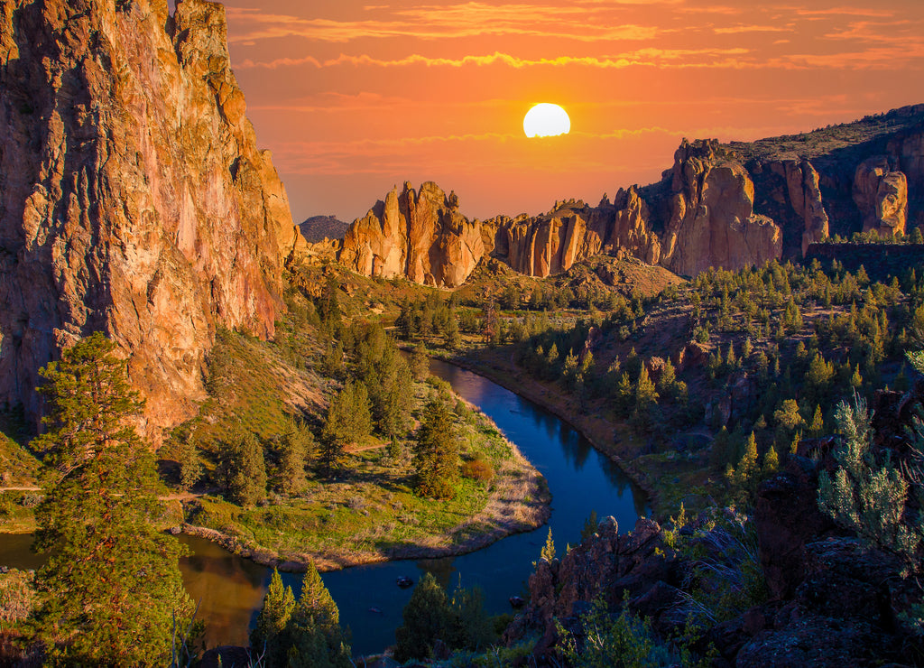 Smith Rocks State Park, a popular rock climbing area in central Oregon near Terrebonne