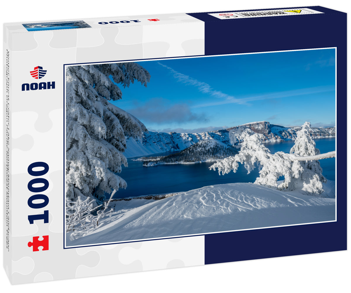 Winter Forest Crater Lake Snowy Mountain Landscape Photograph Oregon Pacific Northwest Mountain Trees