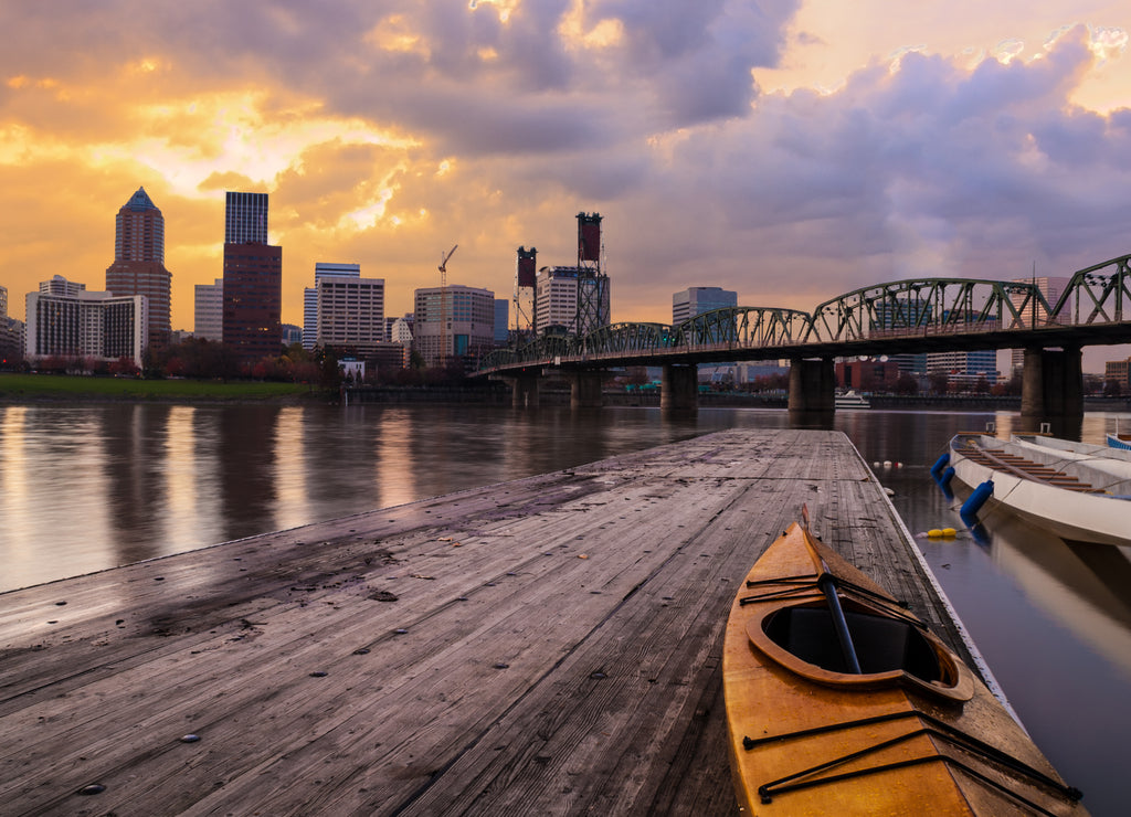 Sunset Landscape of Portland, Oregon, USA