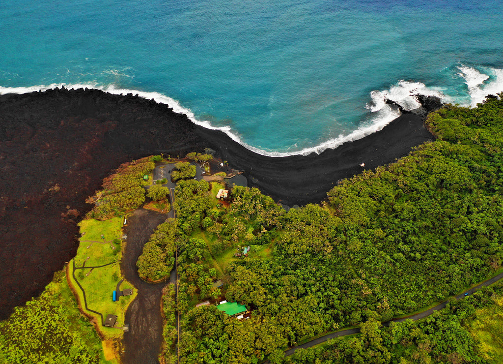 Hawaii - air view of lava and impressive landscapes on Big Island