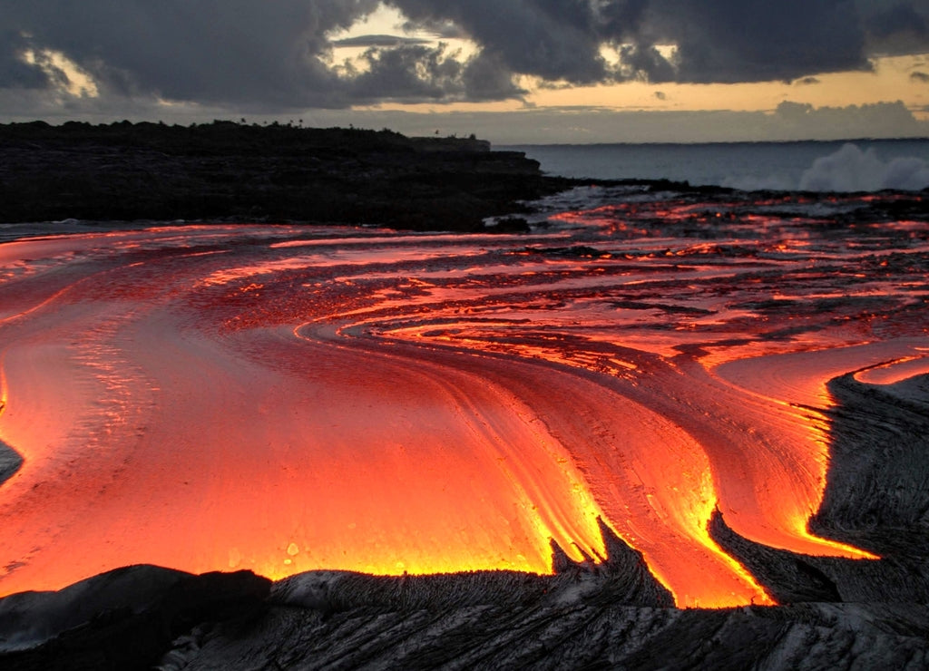 Kilauea volcano lava flows in Hawaii