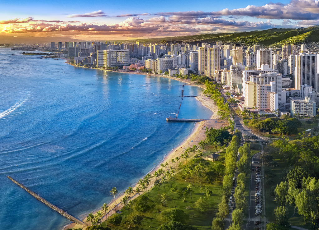 Honolulu skyline with ocean front Hawaii