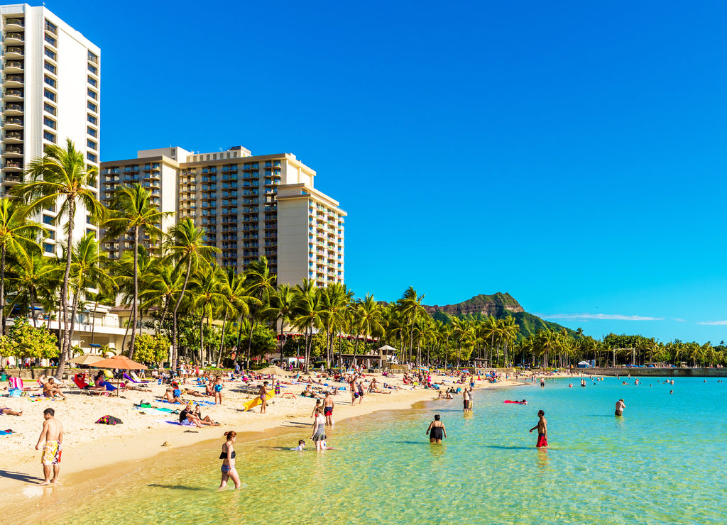 Honolulu, Hawaii: View of the Waikiki beach