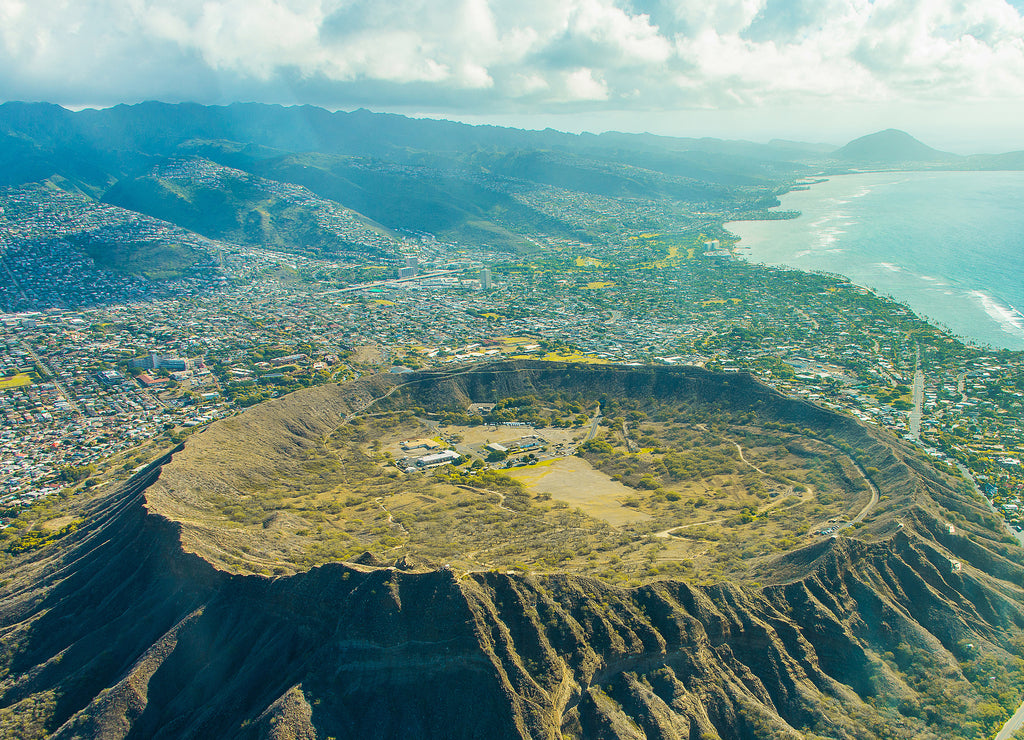 Beautiful aerial view on the diamond head crater on the island of Oahu, Hawaii