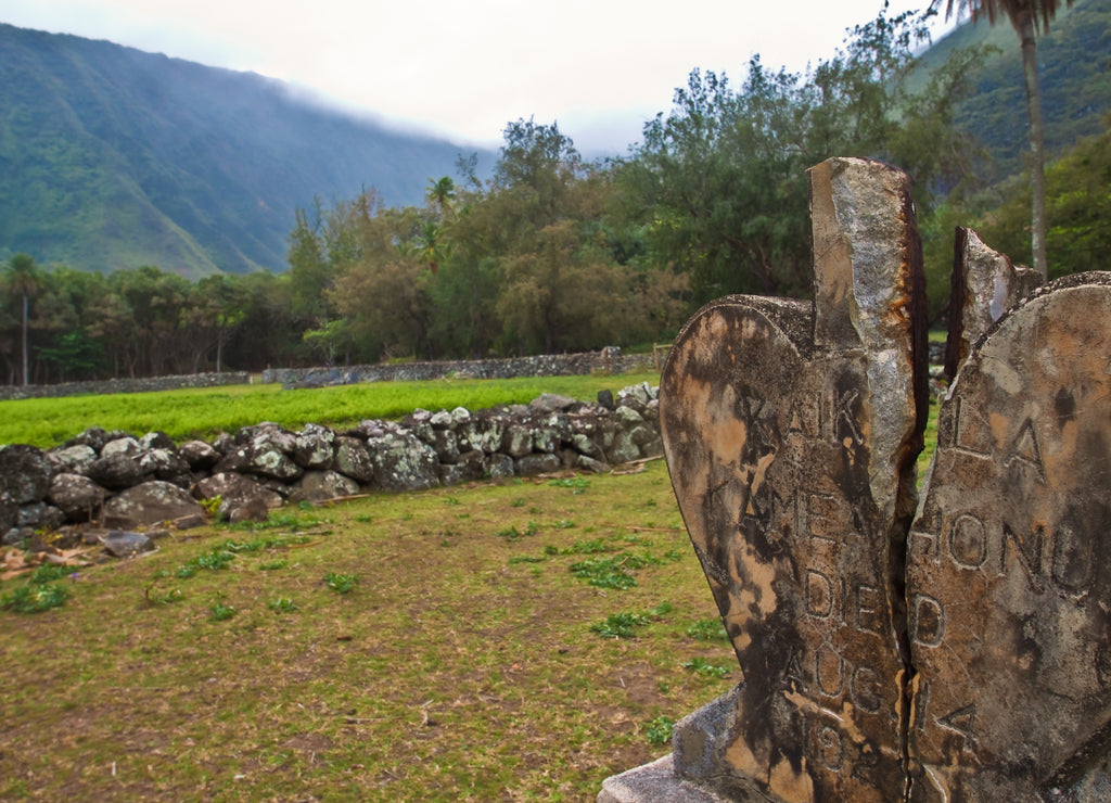 Broken Hearted Grave Site at St. Philomena Roman Catholic Church in Kalawao, Kalaupapa Peninsula, Molokai, Hawaii