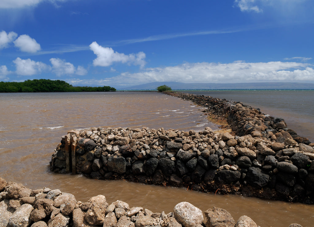 Ancient classic fish ponds on Molokai Hawaii