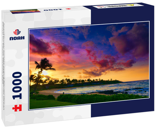 Spectacular sunset over a Pacific Ocean beach on Kauai, Hawaii, USA