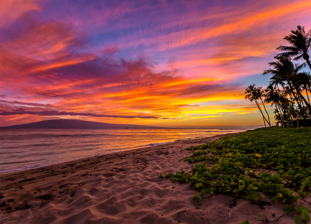 Kaanapali Beach on Maui, Hawaii at Sunset