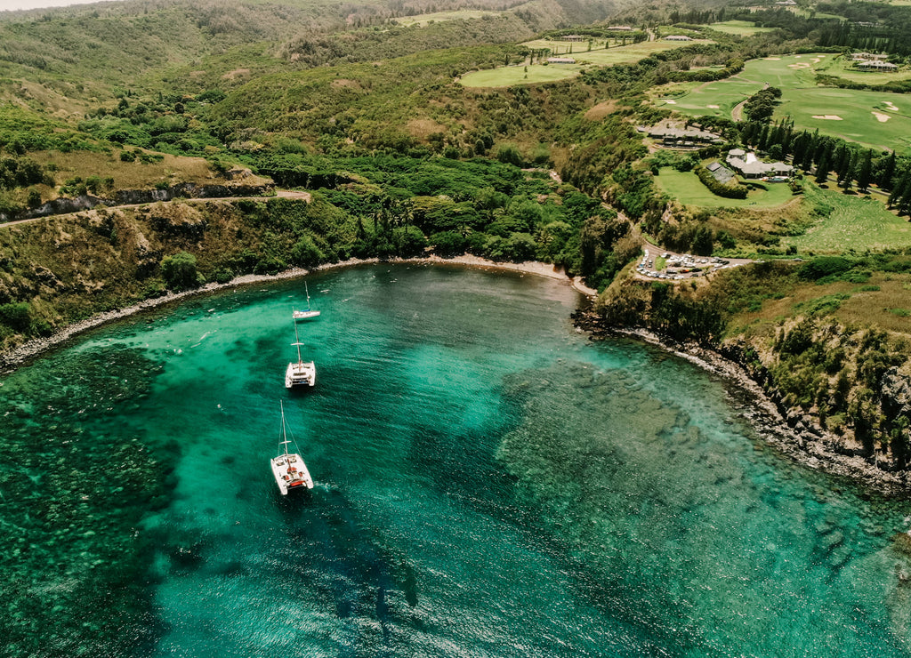 Honolua Bay West Maui, Hawaii - Sailboats & Snorkeling Aerial