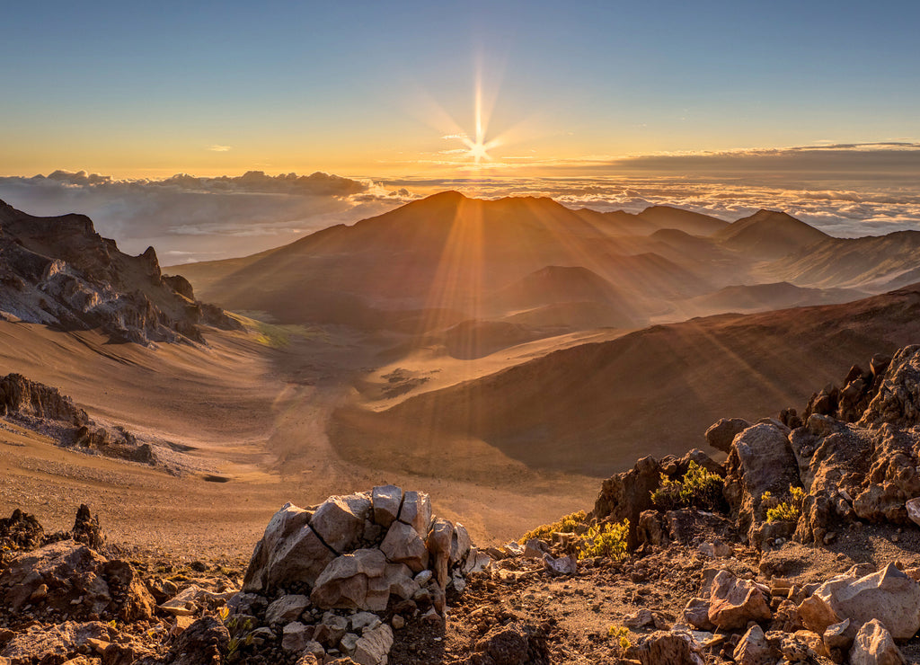 Sunrise at the Summit of Maui's Haleakala volcano Hawaii