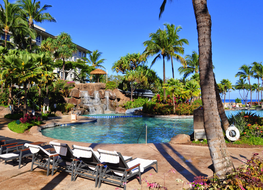 View from luxury hotel, Kaanapali, Maui, Hawaii