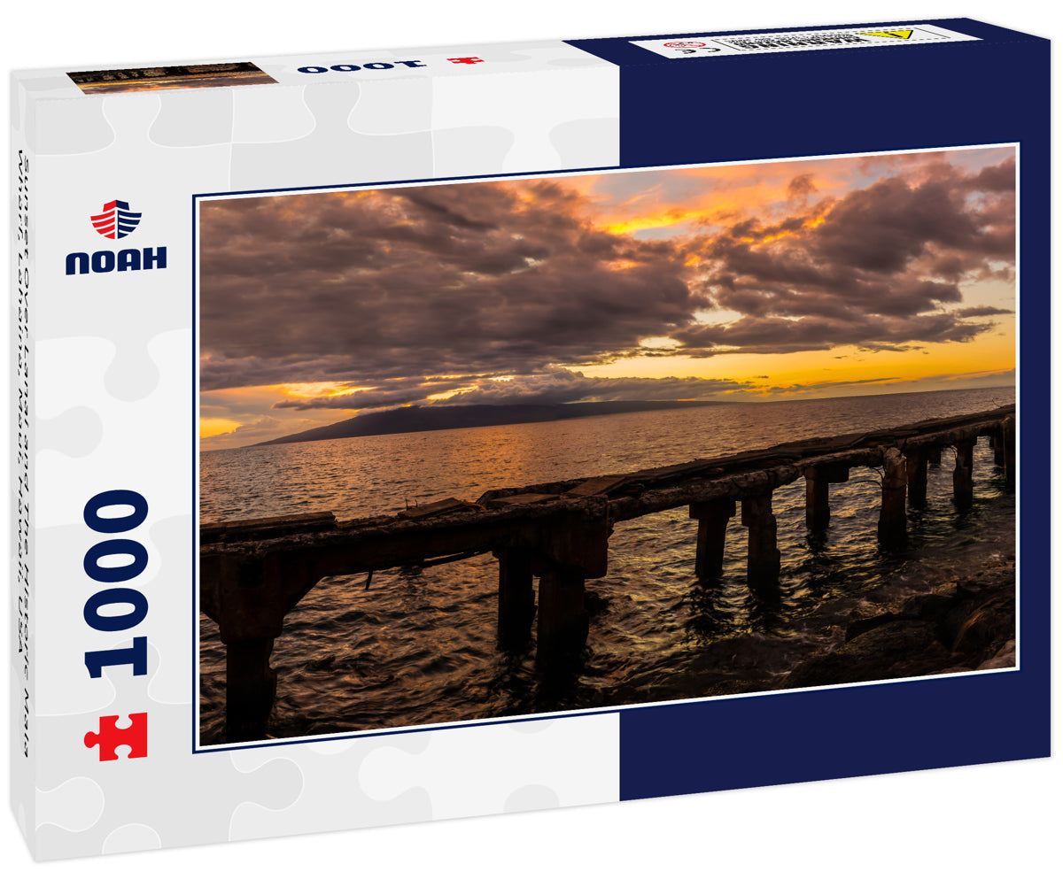 Sunset Over Lanai and The Historic Mala Wharf, Lahaina, Maui, Hawaii, USA