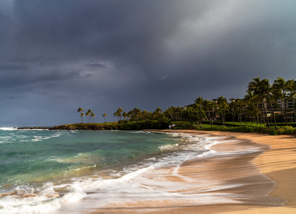 Dark clouds over Kapalua Bay, Hawaii