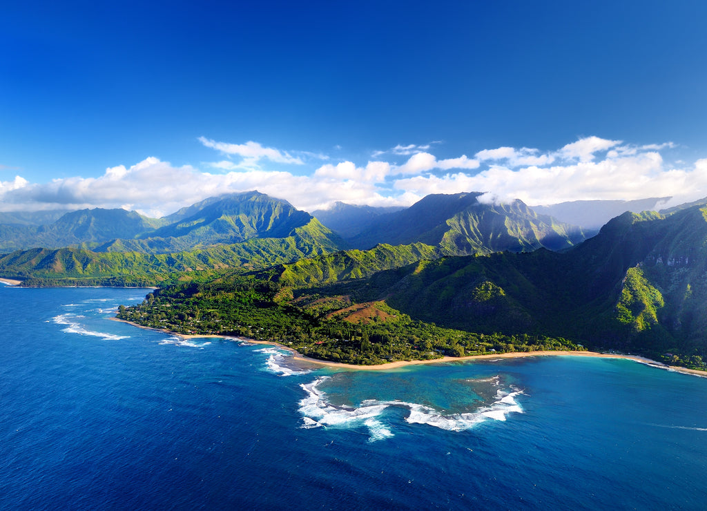 Beautiful aerial view of spectacular Na Pali coast, Kauai Hawaii