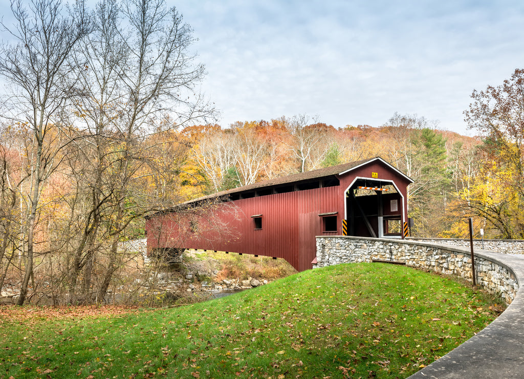 Covered Bridge in Pennsylvania during Autumn