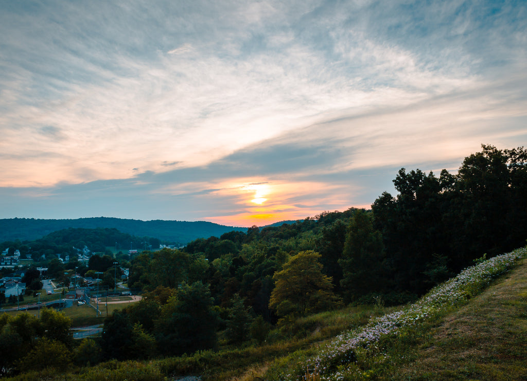 Sunset over Indiana Pennsylvania from Saint Bernard Church