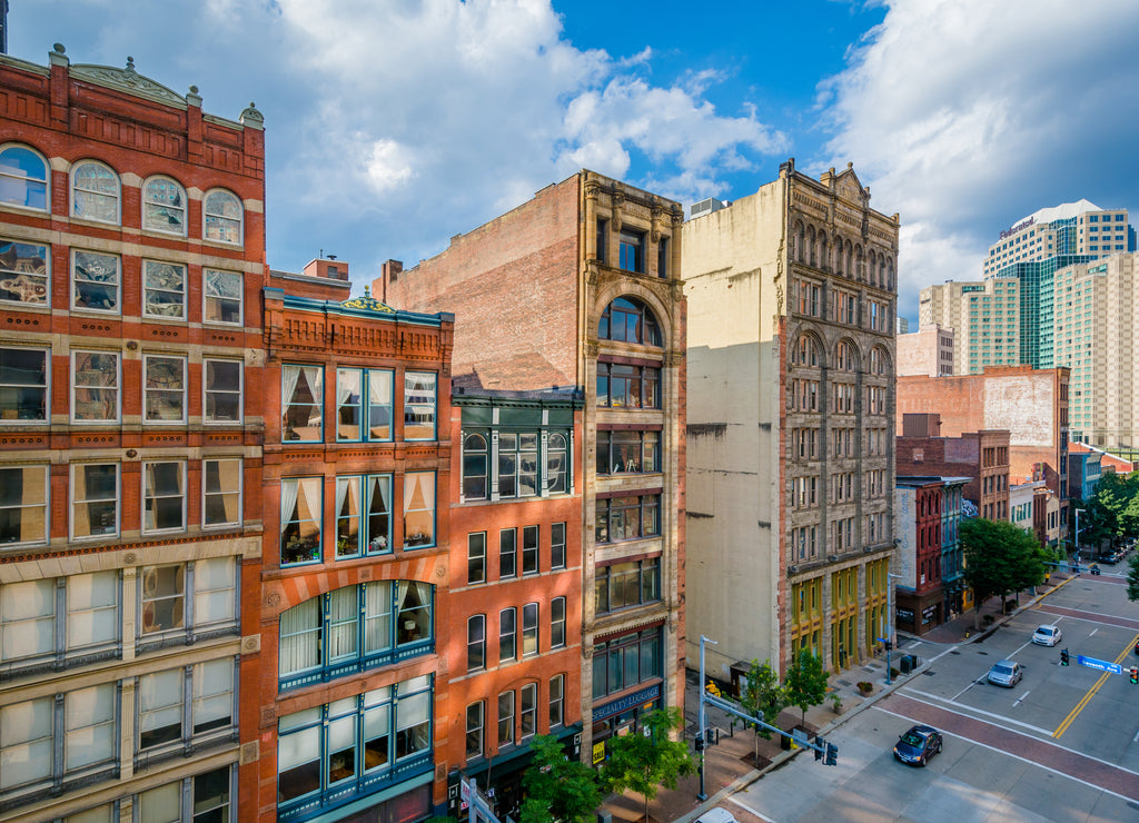 View of buildings along Liberty Avenue in downtown Pittsburgh, Pennsylvania