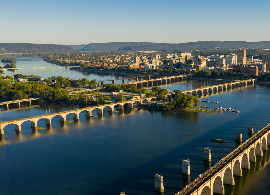 Harrisburg state capital of Pennsylvania along on the Susquehanna River