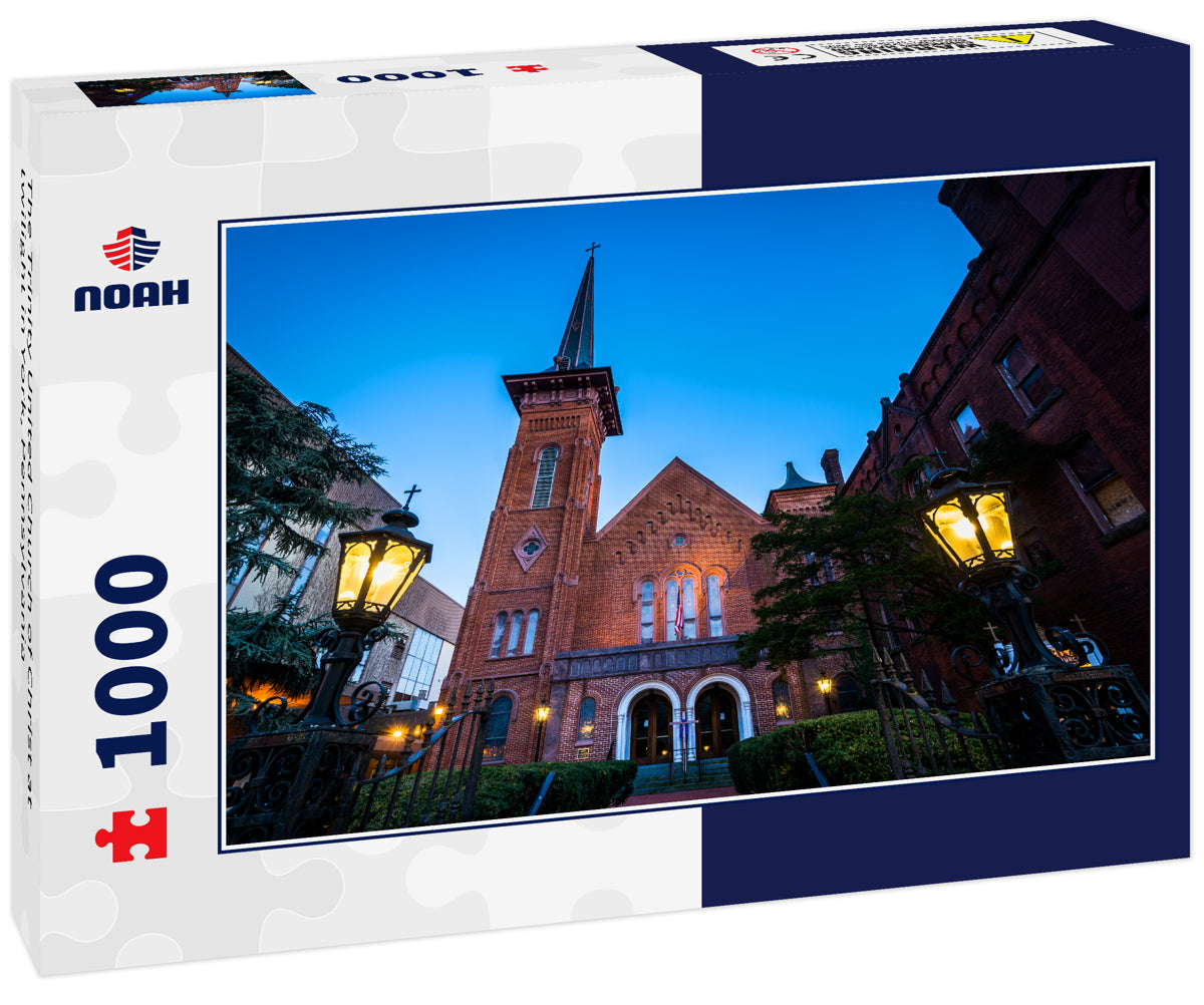 The Trinity United Church of Christ at twilight in York, Pennsylvania