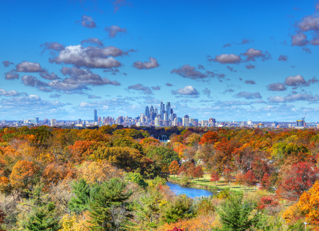 Center City Philadelphia Skyline with Fall Colors, Pennsylvania