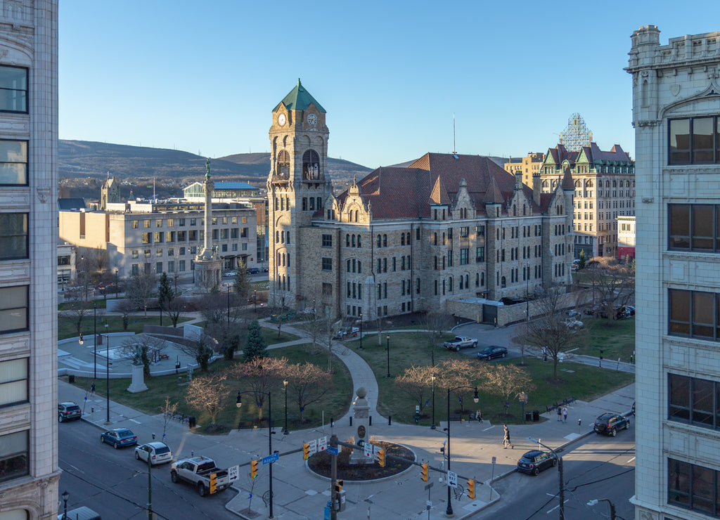 Lackawanna County Courthouse Square, 2019, in downtown Scranton, Pennsylvania