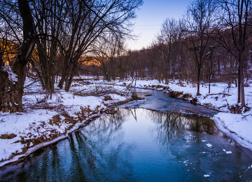 Creek during the winter, in rural York County, Pennsylvania