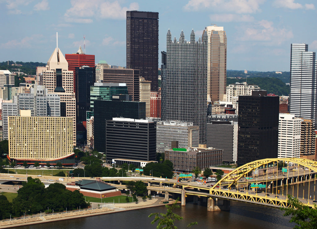 Aerial of the Pittsburgh, Pennsylvania skyline