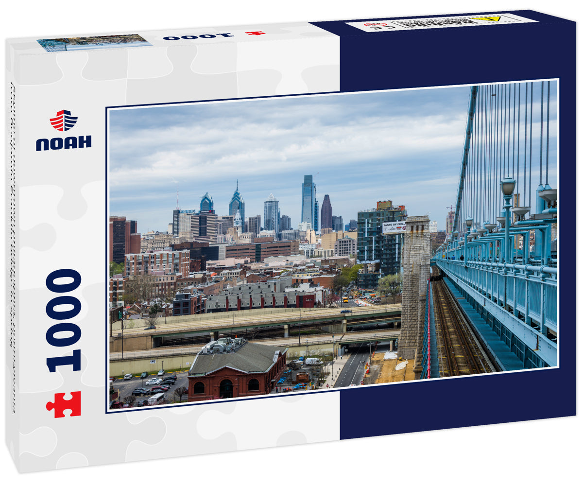 Skyline of downtown philadelphia, pennsylvania from Benjamin Franklin bridge in spring