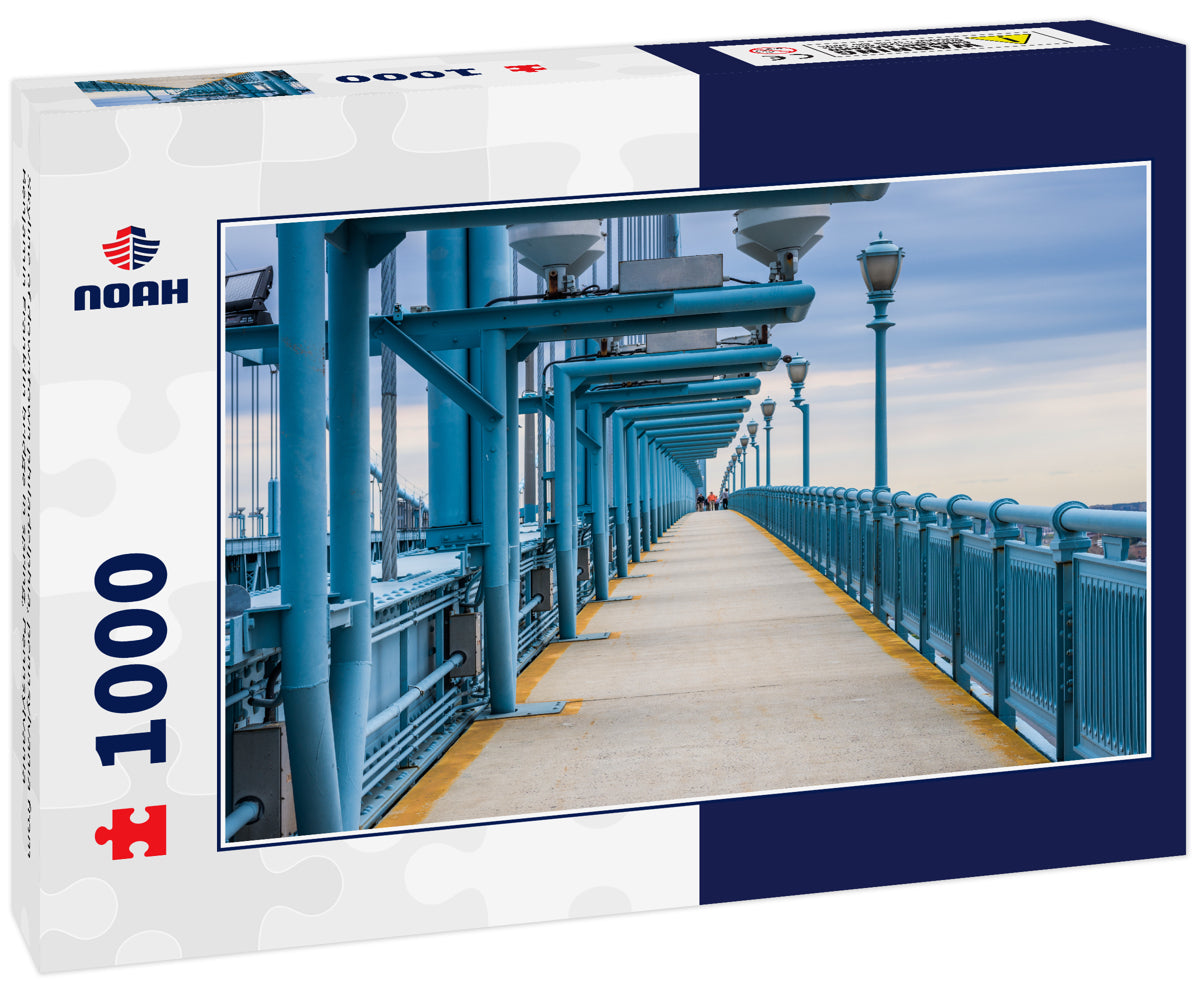 Skyline of downtown philadelphia, pennsylvania from Benjamin Franklin bridge in spring, Pennsylvania