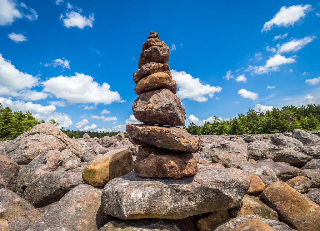 Cairn at the boulder field in Hickory Run State Park, Pennsylvania