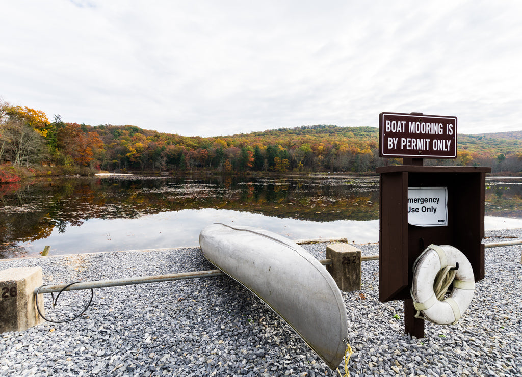 Laurel Lake Recreational Area in Pine Grove Furnace State Park in Pennsylvania during fall