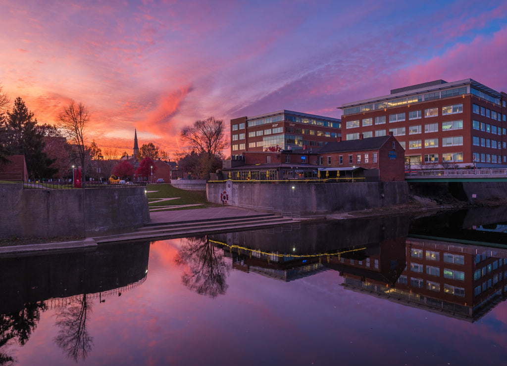 Sunset over Codorus Creek in downtown York, Pennsylvania