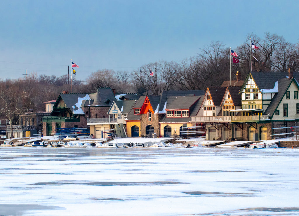 Philadelphia Boathouse Row in Winter, Pennsylvania