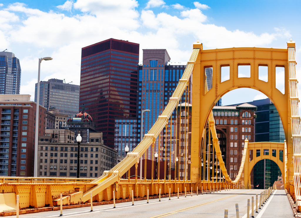 Roberto Clemente Bridge structure over Pittsburg view