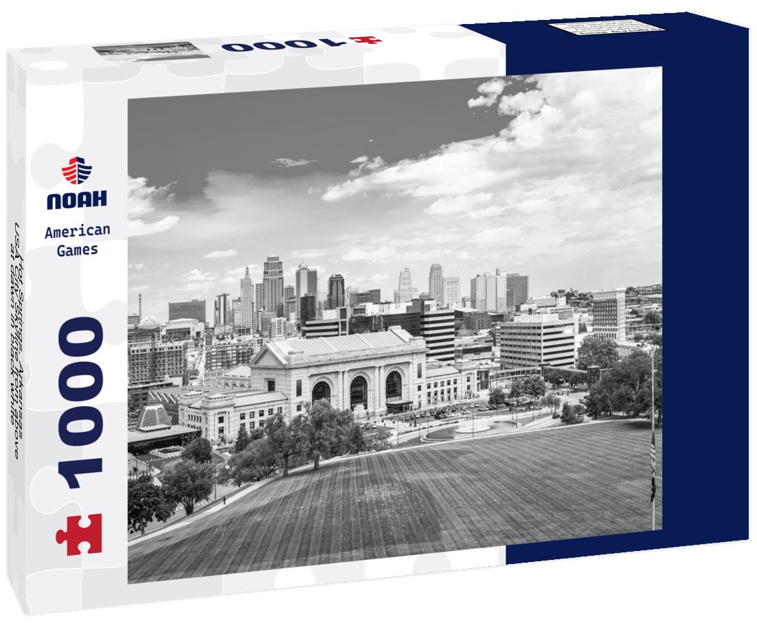 Noah Jigsaw Puzzle Hot Springs, Arkansas, USA City Skyline from above at dawn in black white 1000 pieces
