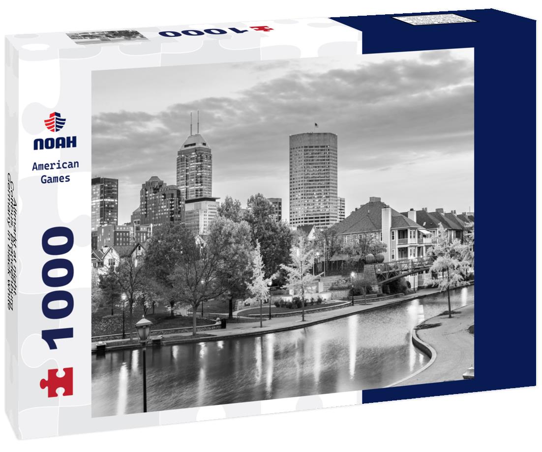 Noah Jigsaw Puzzle Altmarkt at night. Cottbus, Brandenburg, Germany in black white 1000 pieces