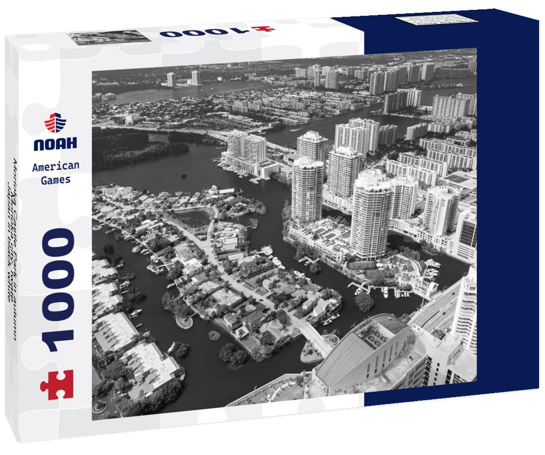 Noah Jigsaw Puzzle Morioka Castle Park in autumn, Morioka city, Iwate, Japan in black white 1000 pieces