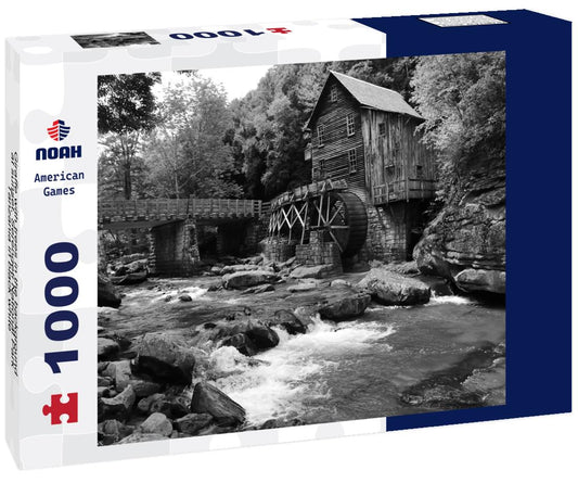 Noah Jigsaw Puzzle Giraffe with trees in the background at sunset, Serengeti National Park, Tanzania in black white 1000 pieces