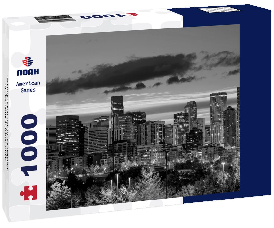 Noah Jigsaw Puzzle Historic town hall of Michelstadt in Germany in black white 1000 pieces