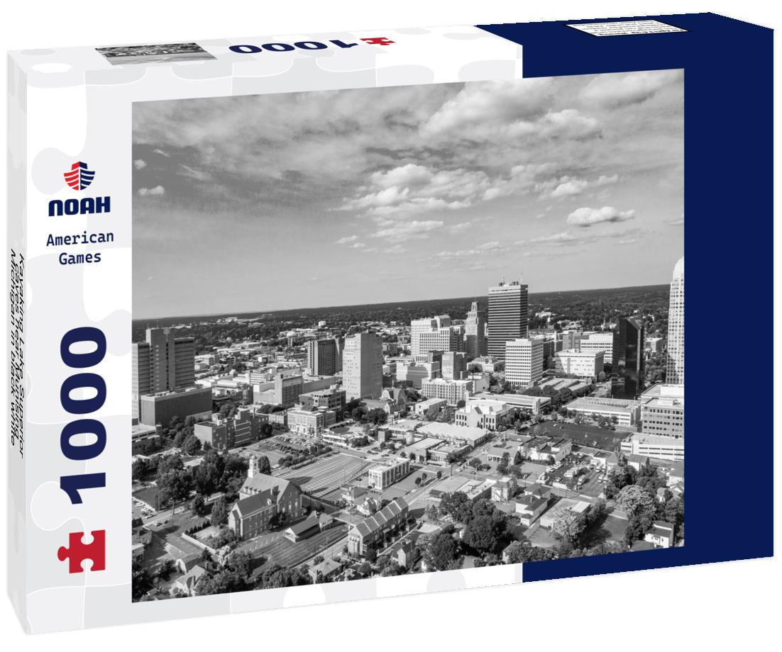 Noah Jigsaw Puzzle Kayaking Lake Superior caves near Munising, Michigan in black white 1000 pieces