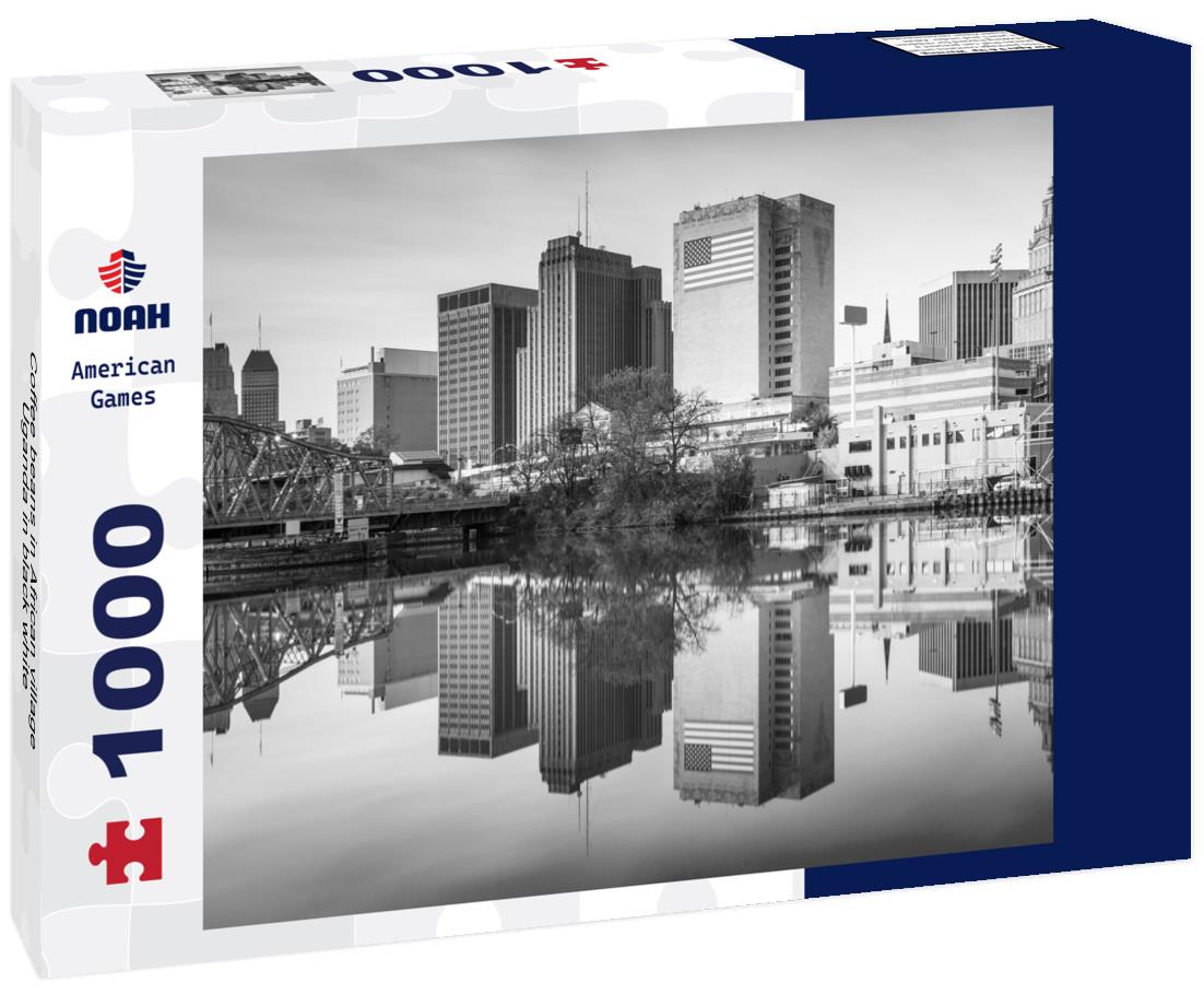 Noah Jigsaw Puzzle Coffee beans in African village, Uganda in black white 1000 pieces