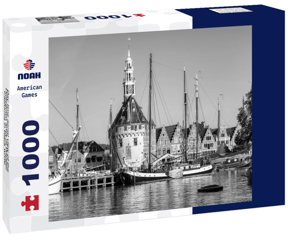 Noah Jigsaw Puzzle Day time aerial view of the Downtown area of Whittier, California in black white 1000 pieces