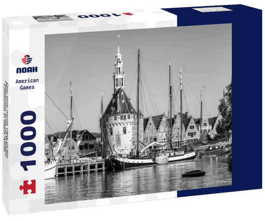 Noah Jigsaw Puzzle Day time aerial view of the Downtown area of Whittier, California in black white 1000 pieces