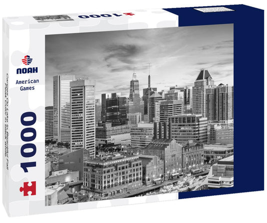 Noah Jigsaw Puzzle Canoes On Lake In Beautiful Fall Peak Color in black white 1000 pieces