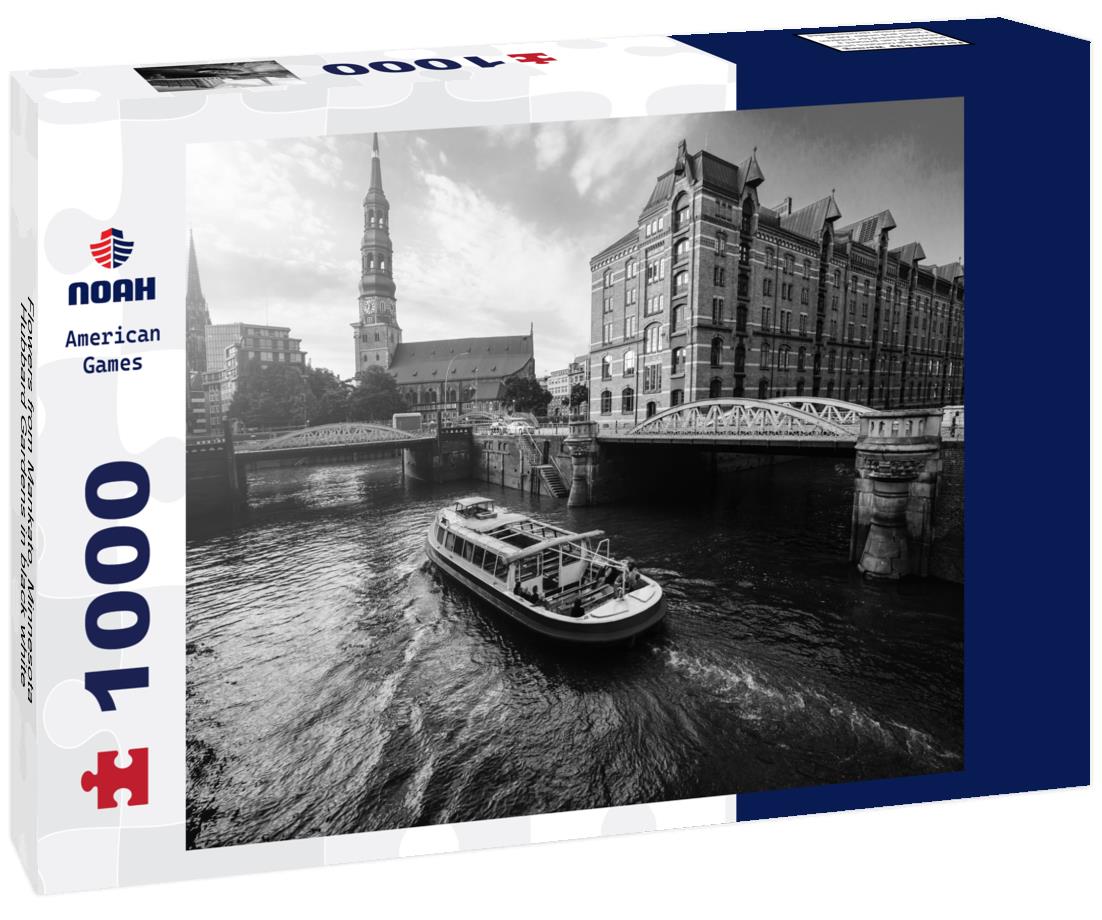 Noah Jigsaw Puzzle Flowers from Mankato, Minnesota Hubbard Gardens in black white 1000 pieces