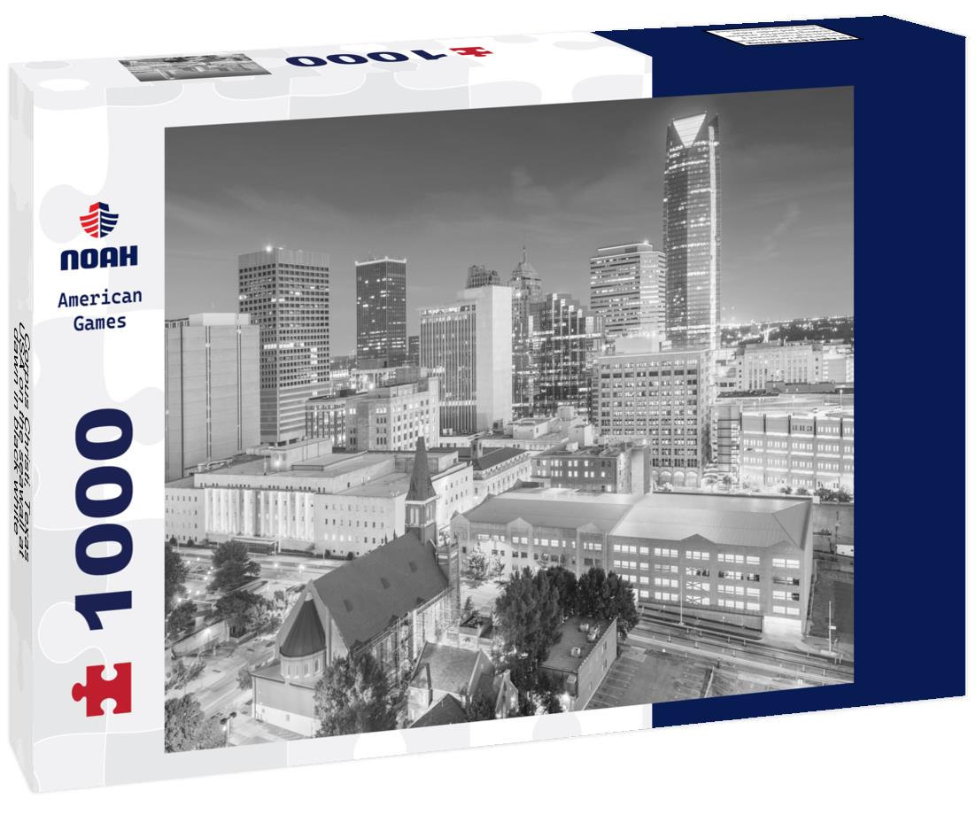 Noah Jigsaw Puzzle Corpus Christi, Texas, USA on the seawall at dawn in black white 1000 pieces